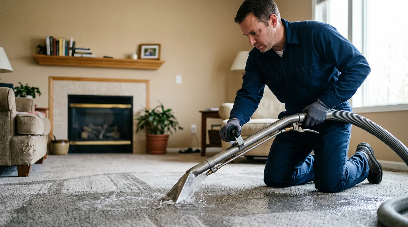 Water damage restoration technician working near Hanover, CT
